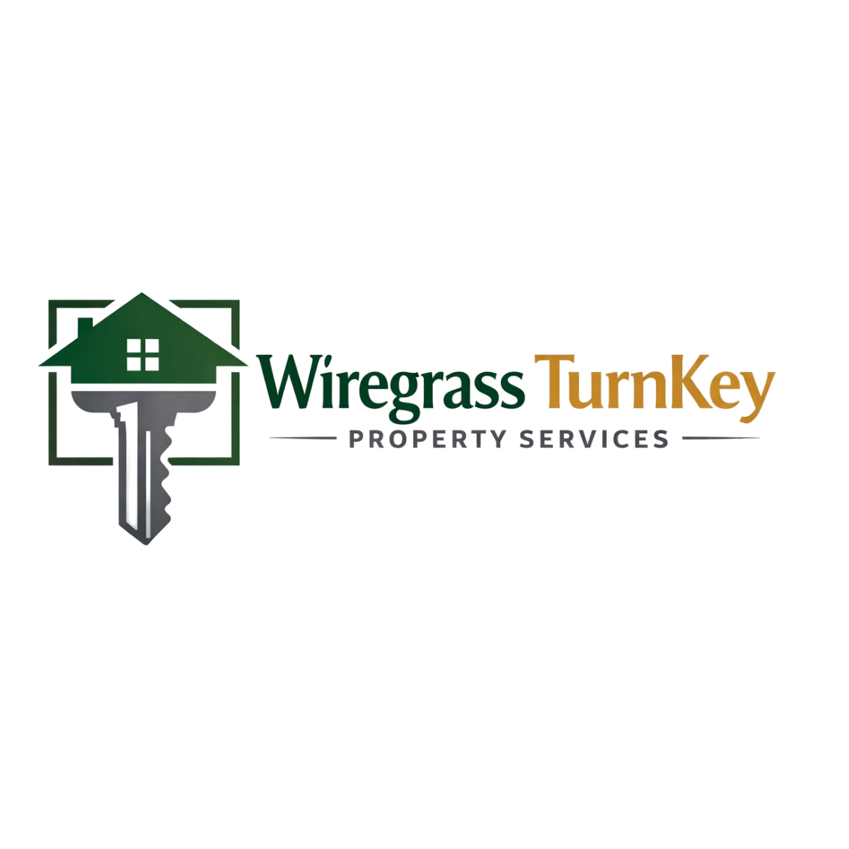 Wiregrass Turnkey Property Services Logo House and Key Logo